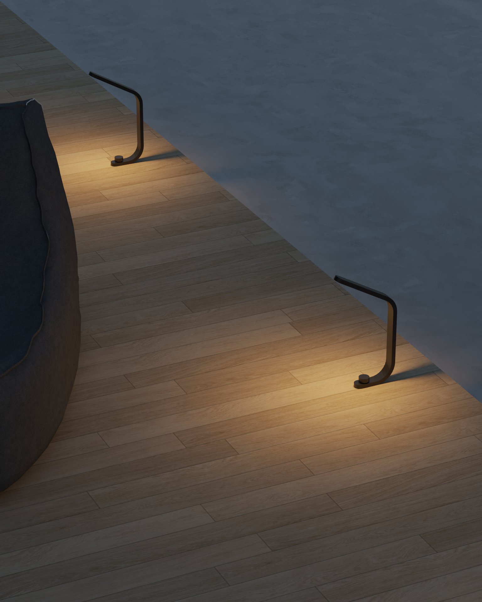 Arandela de LED triangular Avio da Bella Itália instalada na parede, com design moderno, luz indireta e acabamento sofisticado, ideal para cabeceira de cama e lavabos.